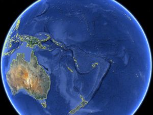 Oceania on the Globe