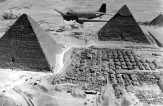 War Plane Over Pyramids Egypt WW2
